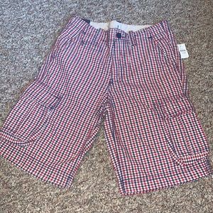 New GAP navy/red/white checked plaid shorts Boys 12 USA Memorial Day 4th of July
